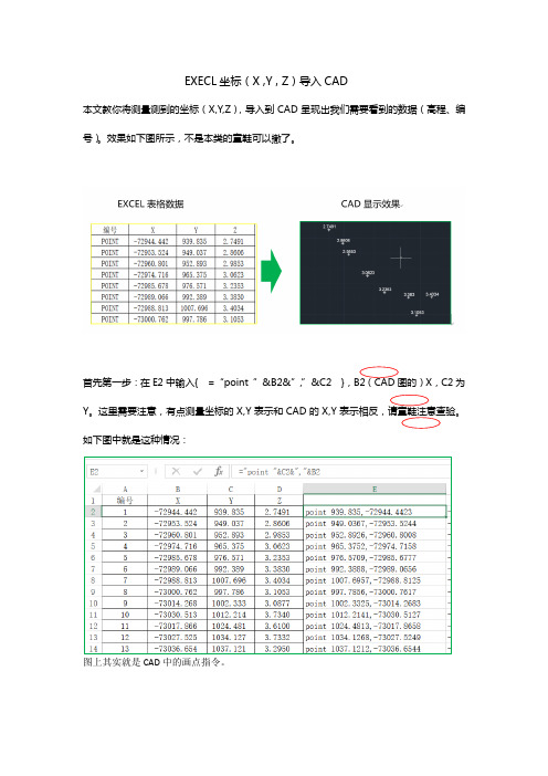 如何将 Excel坐标(X ,Y , Z)导入CAD中,显示高程