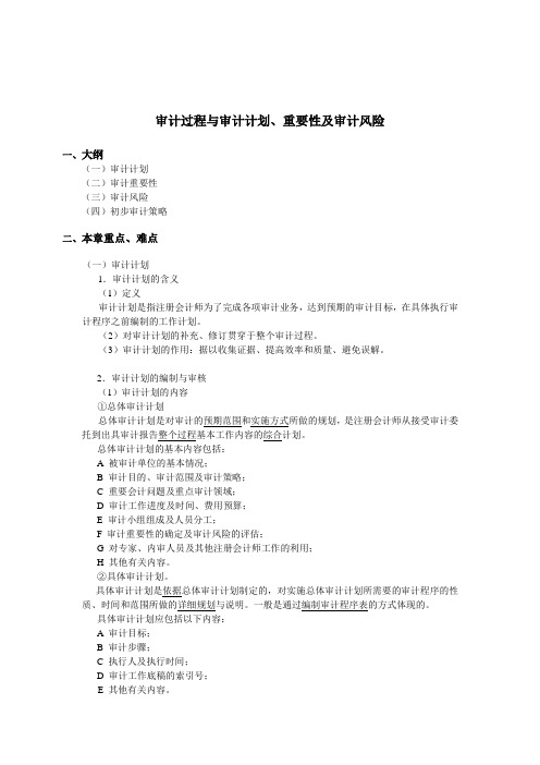 审计过程与审计计划 重要性及审计风险