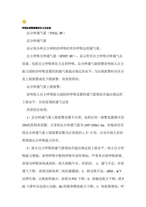 呼吸机报警参数的含义及处理