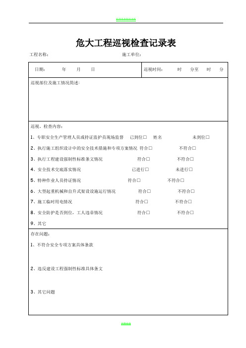 危大工程巡视检查记录表