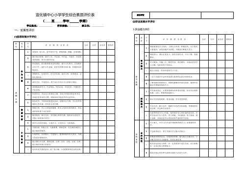 中心小学学生综合素质评价表