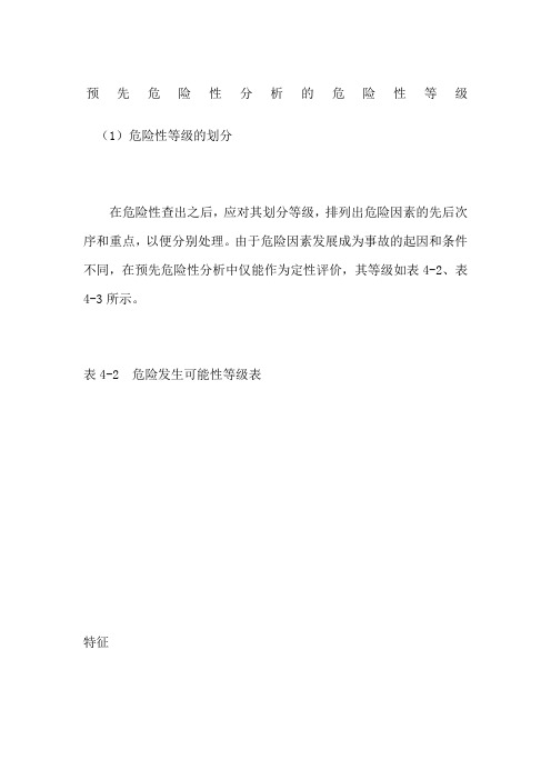 预先危险性分析的危险性等级