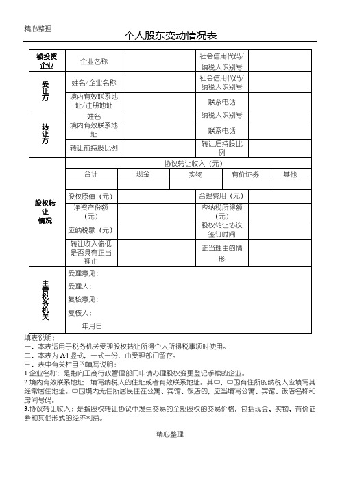 《个人股东变动情况表格模板》