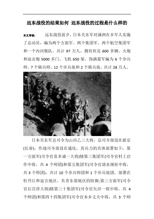 远东战役的结果如何 远东战役的过程是什么样的