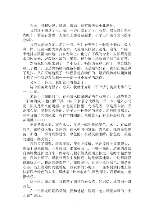 最新北湖公园作文小北湖作文五篇