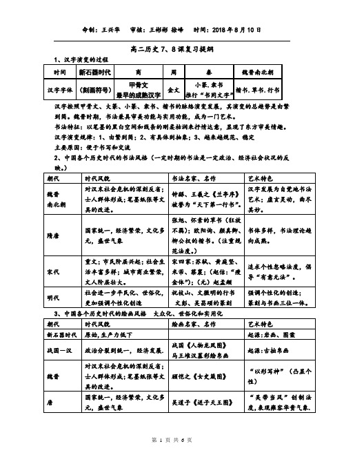历史必修三7、8、9、10课复习提纲