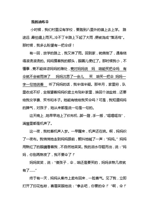 我的油布伞 阅读理解