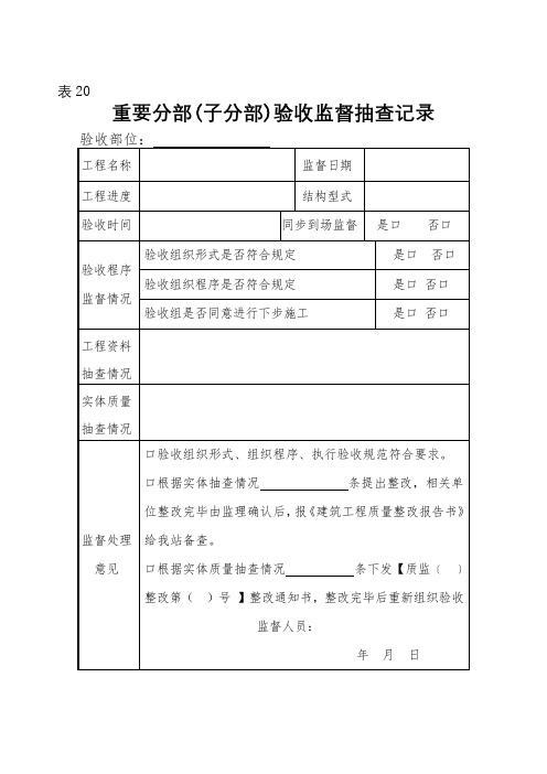 重要分部(子分部)验收监督抽查记录【模板】