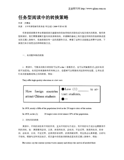 任务型阅读中的转换策略