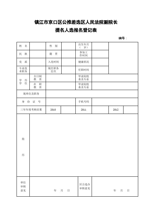镇江市京口区公推差选区人民法院副院长