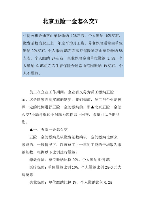 北京五险一金怎么交？