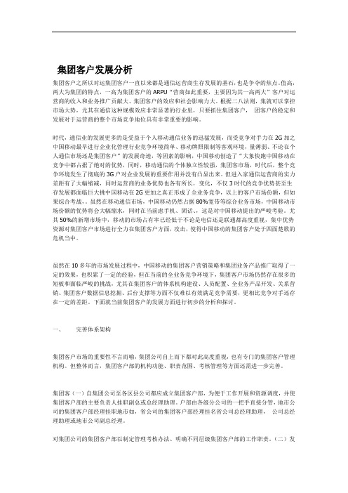 集团客户发展分析