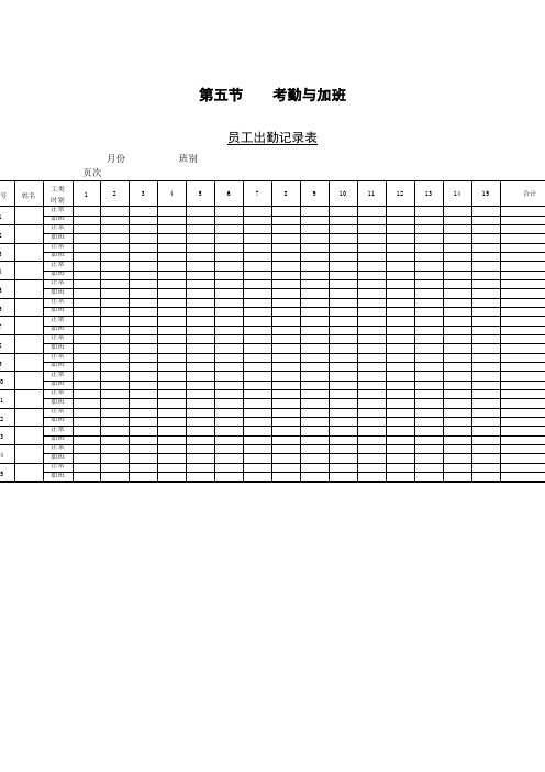 员工出勤记录表模板