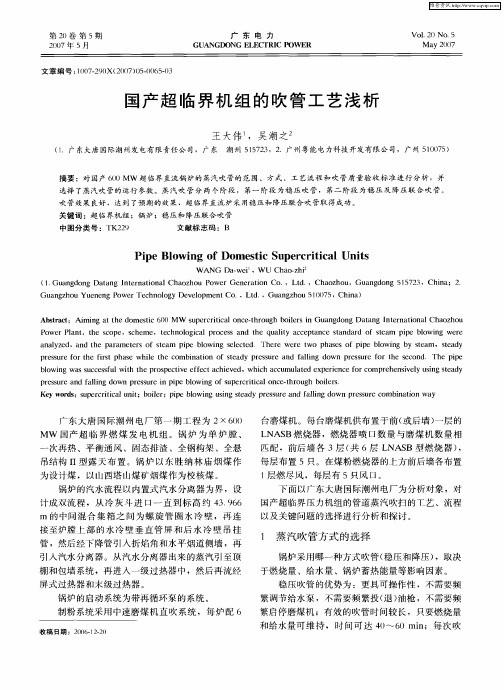 国产超临界机组的吹管工艺浅析