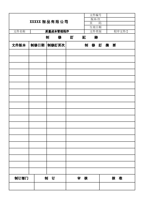 质量成本管理程序