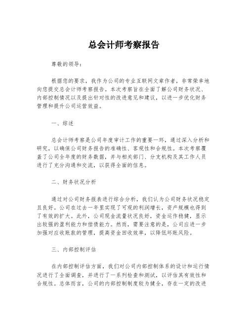 总会计师考察报告