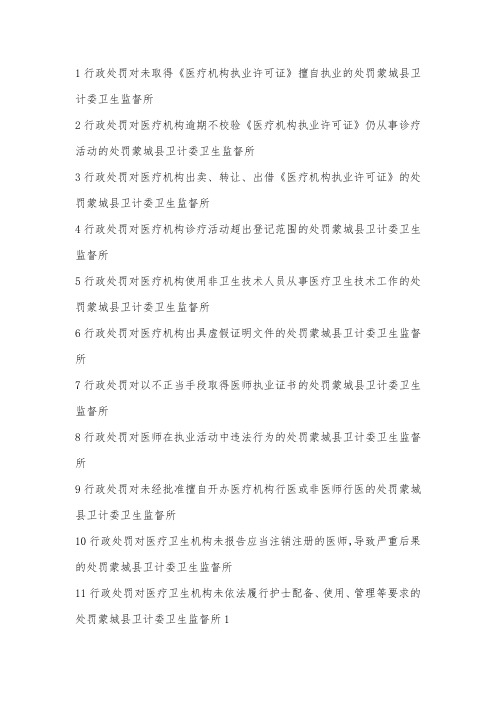 1行政处罚对未取得医疗机构执业许可证擅自执业的处罚