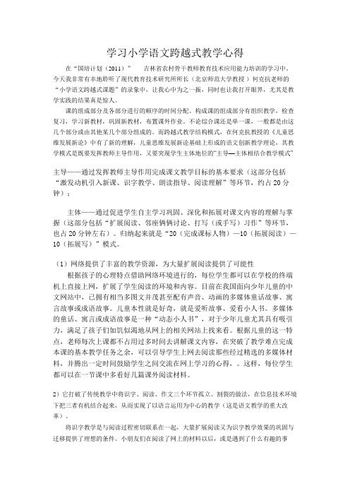 学习小学语文跨越式教学心得