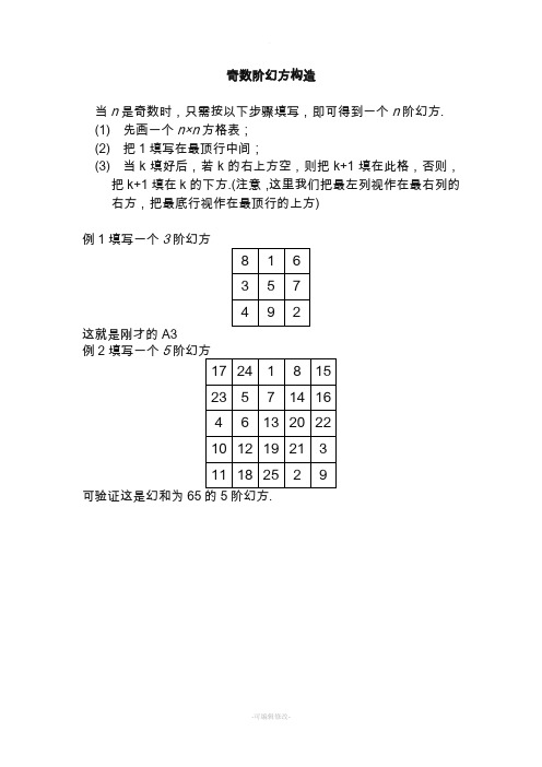 幻方的构造方法