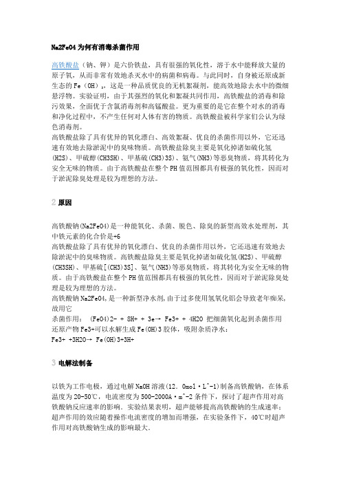 Na2FeO4为何有消毒杀菌作用