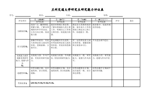 兰州交通大学研究生研究能力评议表 - 兰州交通大学研究生院