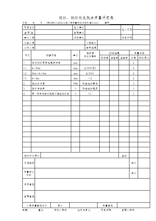 钢丝、钢绞线先张法质量评定表