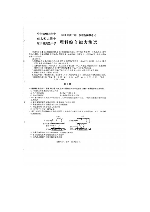 2014哈尔滨师大附中一模理科综合