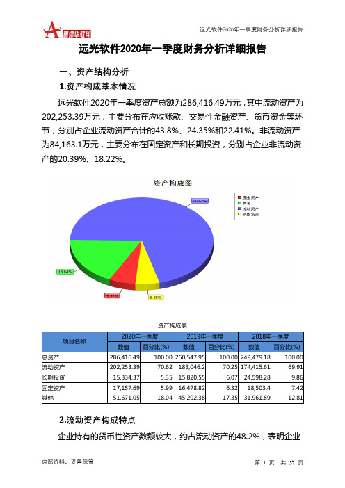 远光软件2020年一季度财务分析详细报告