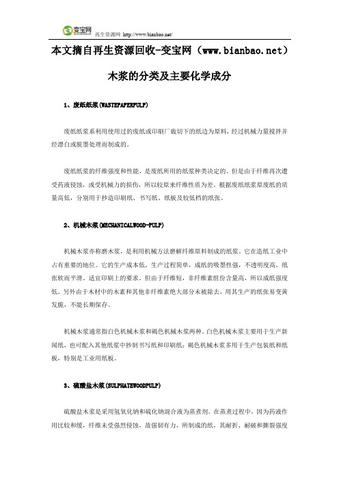 木浆的分类及主要化学成分