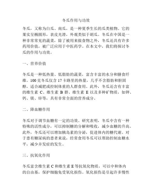 冬瓜作用与功效