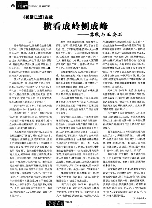 横看成岭侧成峰——苏轼与王安石
