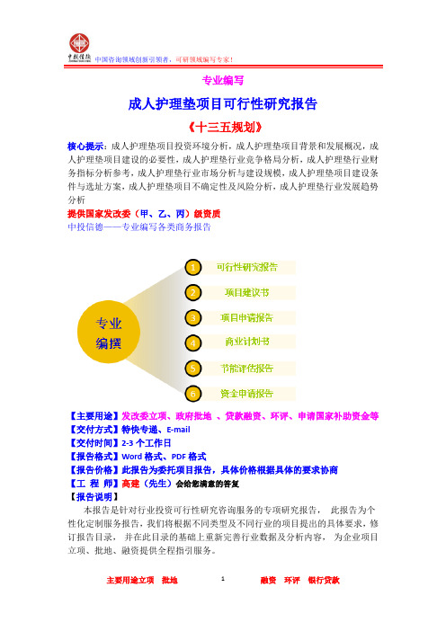 成人护理垫项目可行性研究报告