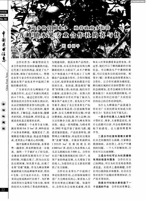九峰镇水果专业合作社的喜与忧