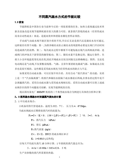 不同蒸汽疏水方式的节能比较