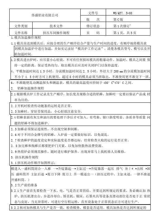 挤压车间操作规程