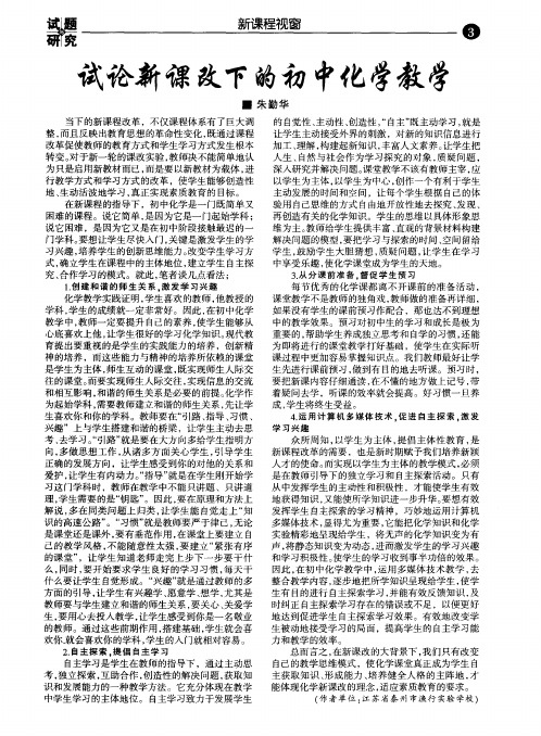试论新课改下的初中化学教学