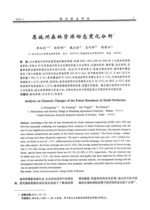 恩施州森林资源动态变化分析