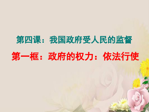 人教版政治必修二课件：第二单元 政府的权力：依法行使 (4)(共18张PPT)