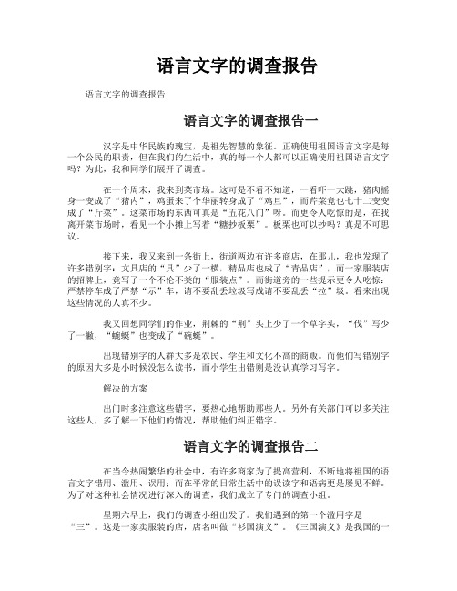 语言文字的调查报告