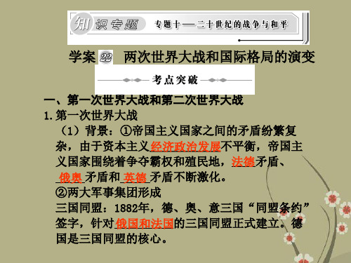 高三历史高考二轮复习专题课件22两次世界大战和国际格局的演变