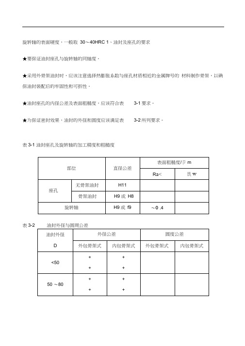 油封和轴的配合尺寸