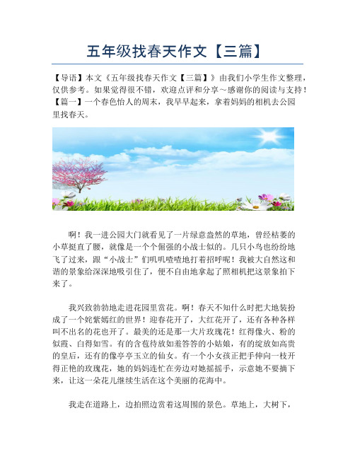 五年级找春天作文【三篇】