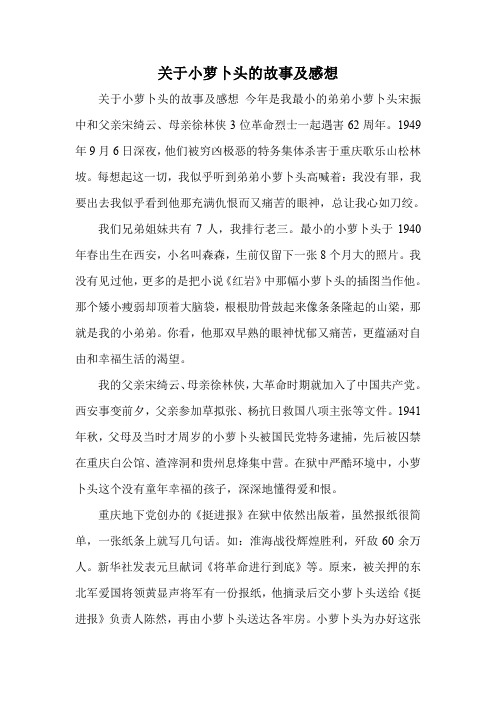 关于小萝卜头的故事及感想
