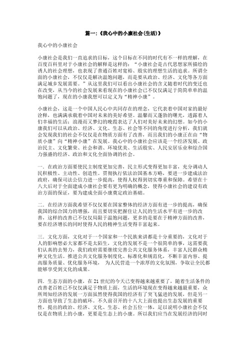 我心中的小康生活800字