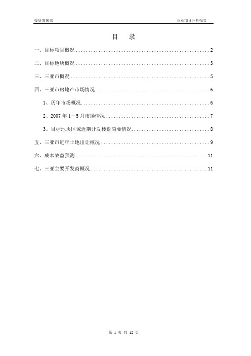 三亚大东海项目分析报告.doc