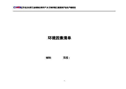 项目汇总环境因素清单