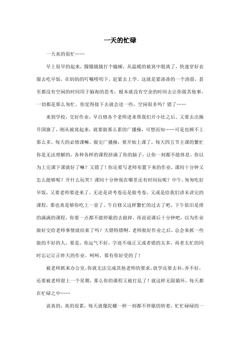 一天的忙碌_初中初一作文800字