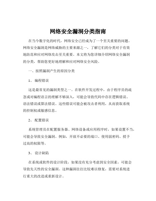 网络安全漏洞分类指南
