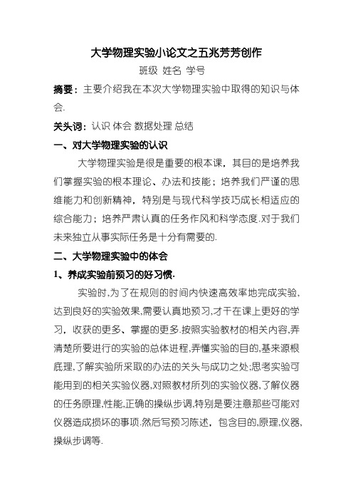 大学物理实验小论文