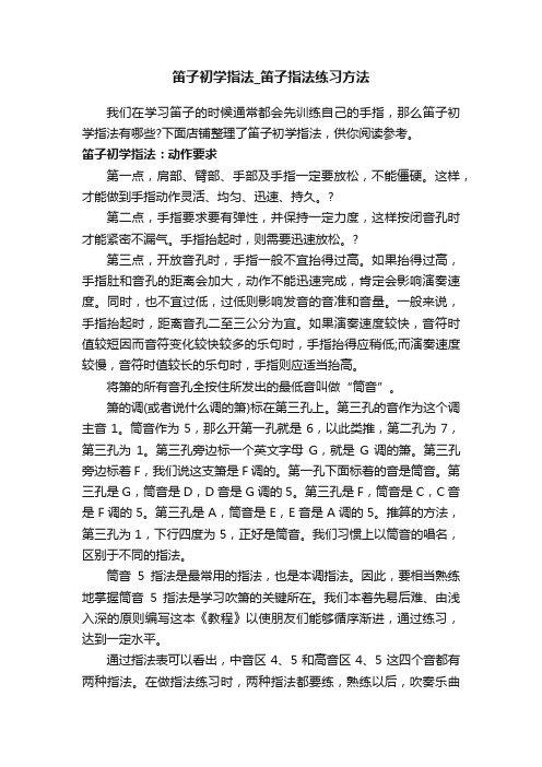 笛子初学指法_笛子指法练习方法